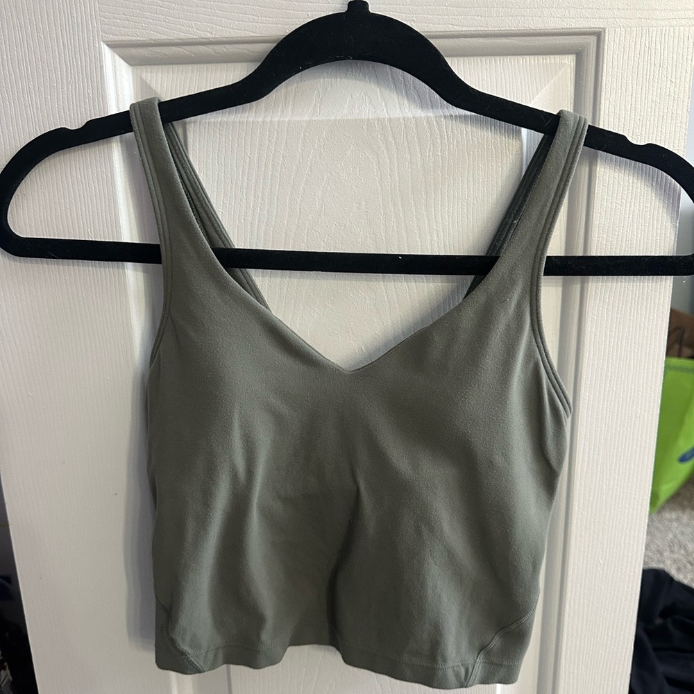 Lululemon Athletica Sage Green V-Neck Crop Top